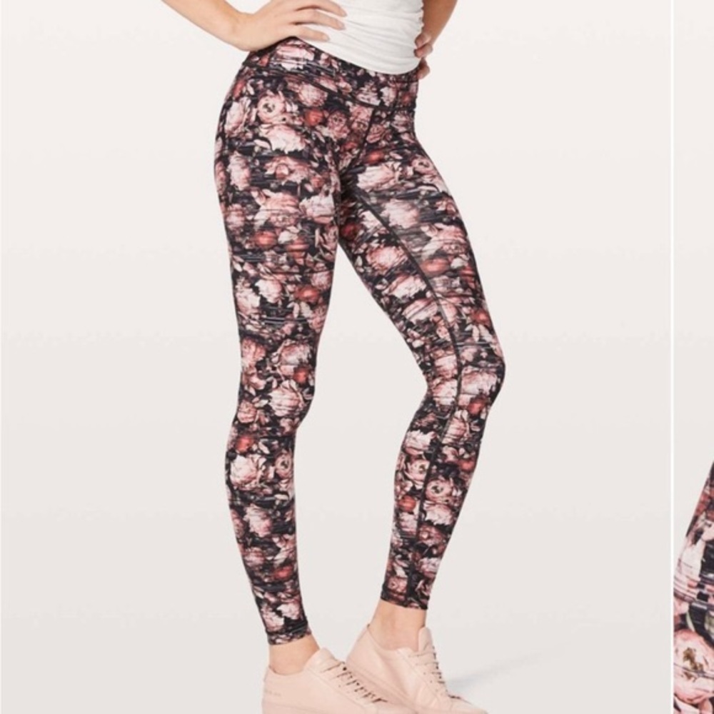 Lululemon Floral Tights: rarely worn. Buttery soft.